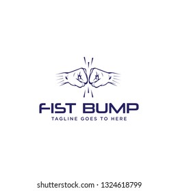 Fist bump logo, boxing, friendship, relationship, Two hand fight, together punch logo design template