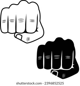 Fist bump on front angle vector. Fist bump silhouettes