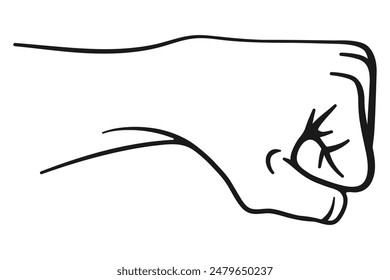 A fist for fist bump or punching concept in sketched line art style vector