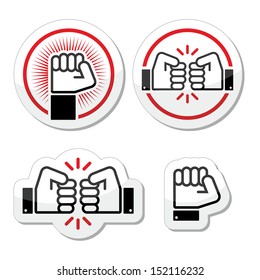 Fist, fist bump vector icons set
