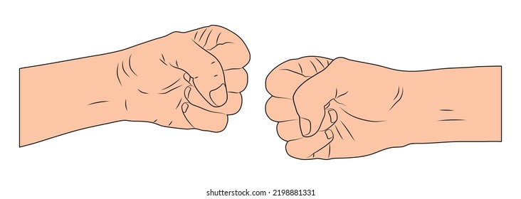 Fist bump. Vector illustration of two fists hitting each other. Greeting gesture