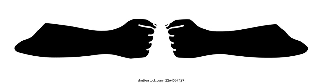 Fist bumping banner hand drawn black silhouette