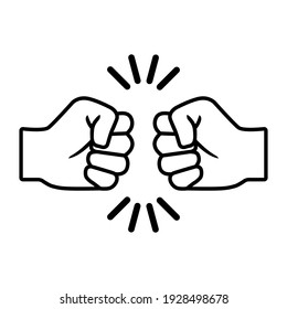 Fist bumping. Two human hands giving fist bump . Flat style vector illustration