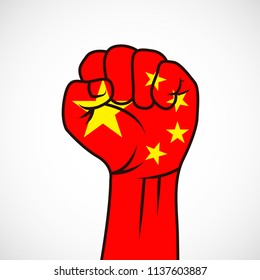 Fist with China flag
