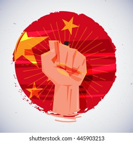 fist with china flag. power of china concept - vector illustration