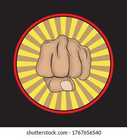 Fist With Circle Sunburst Logo