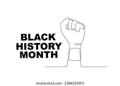 A fist clenched excitedly. Black history month one-line drawing