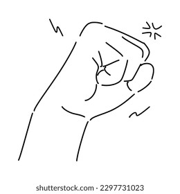 fist clenched in line art style, sketch. isolated on white background. hand drawn vector illustration.