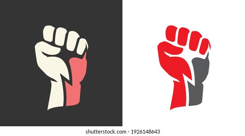 Fist clenched. Power, strength icon logo vector