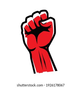 Fist clenched symbol. Power, strength logo vector