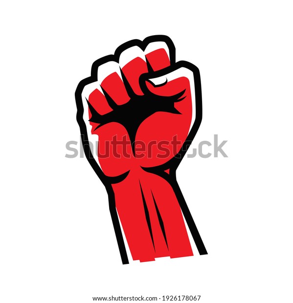 Fist\
clenched symbol. Power, strength logo\
vector