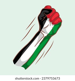 fist with color of palestine flag vector illustration