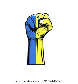 Faust mit ukrainischer Flagge, Vektorgrafik-Design