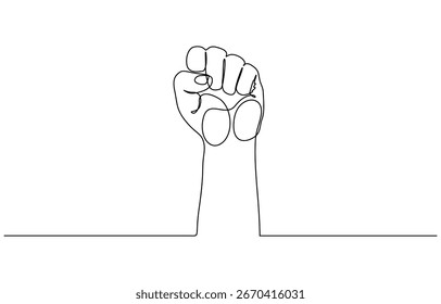 Fist up continuous line drawing design. Sign or symbol of hand gestures. Editable outline