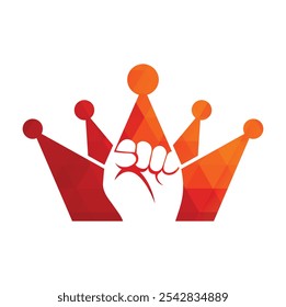 Fist crown logo design vector illustration. King hand template icon.