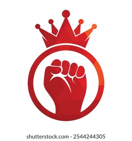 Fist crown logo design vector illustration. King hand template icon.