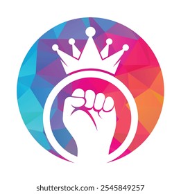 Fist crown logo design vector illustration. King hand template icon.