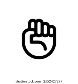 Fist. Editable stroke vector icon on white background.