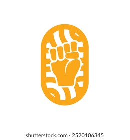 fist emblem illustration on white background. Fist logo isolated. Hand clenched power strength icon symbol. Vector illustration