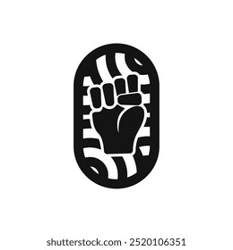 fist emblem illustration on white background. Fist logo isolated. Hand clenched power strength icon symbol. Vector illustration