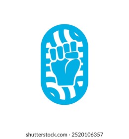 fist emblem illustration on white background. Fist logo isolated. Hand clenched power strength icon symbol. Vector illustration