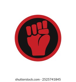 fist emblem illustration on white background. Fist logo isolated. Hand clenched power strength icon symbol. Vector Circle illustration