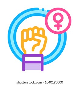 Fist Female Mark Icon Vector. Outline Fist Female Mark Sign. Isolated Contour Symbol Illustration