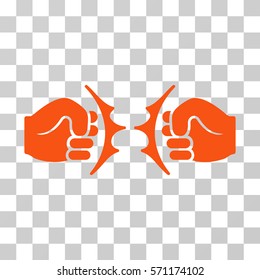 Fist Fight icon. Vector illustration style is flat iconic symbol, orange color, transparent background. Designed for web and software interfaces.