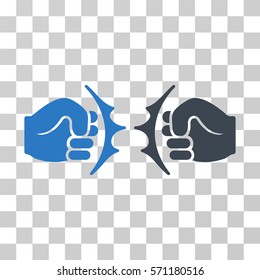 Fist Fight icon. Vector illustration style is flat iconic bicolor symbol, smooth blue colors, transparent background. Designed for web and software interfaces.