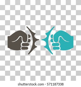 Fist Fight icon. Vector illustration style is flat iconic bicolor symbol, grey and cyan colors, transparent background. Designed for web and software interfaces.