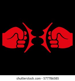 Fist Fight vector icon. Flat red symbol. Pictogram is isolated on a black background. Designed for web and software interfaces.