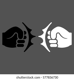 Fist Fight vector icon. Flat bicolor black and white symbol. Pictogram is isolated on a gray background. Designed for web and software interfaces.