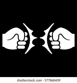 Fist Fight vector icon. Flat white symbol. Pictogram is isolated on a black background. Designed for web and software interfaces.
