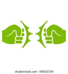 Fist Fight vector icon. Flat eco green symbol. Pictogram is isolated on a white background. Designed for web and software interfaces.