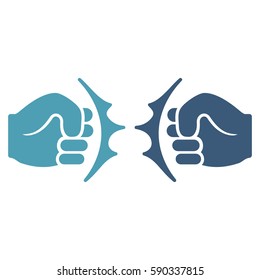 Fist Fight vector icon. Flat bicolor cyan and blue symbol. Pictogram is isolated on a white background. Designed for web and software interfaces.