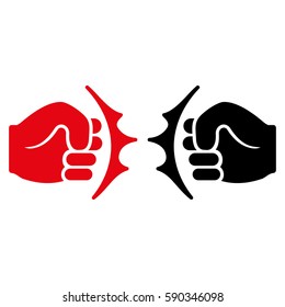 Fist Fight vector icon. Flat bicolor intensive red and black symbol. Pictogram is isolated on a white background. Designed for web and software interfaces.