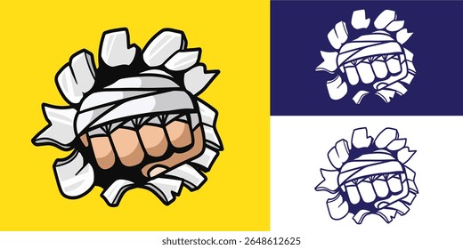 fist fighter hitting the wall illustration good for sticker, badge, logo, decals, element design, etc
