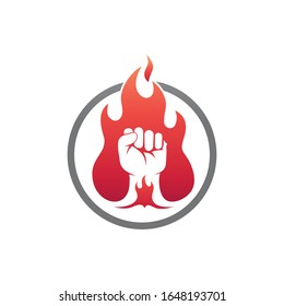 Fist with fire logo design vector