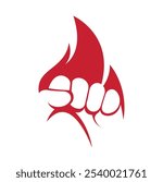 Fist fire vector logo illustration. Fire hand template icon.