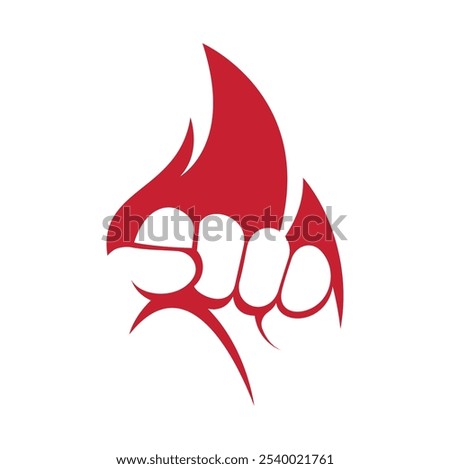 Fist fire vector logo illustration. Fire hand template icon.