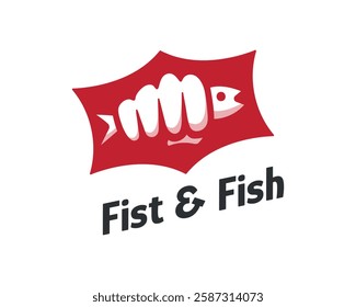 Fist And Fish Logo Vector Image