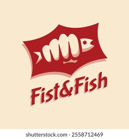 Fist And Fish Vector Logo Image