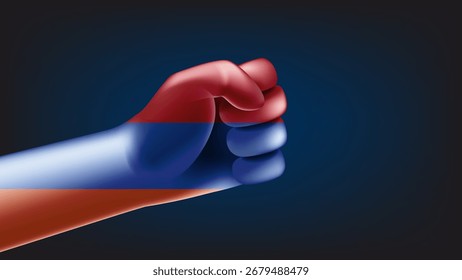 Fist with flag of Armenia. 3d vector illustration