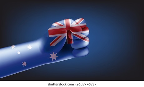 Fist with flag of Australia. 3d vector illustration