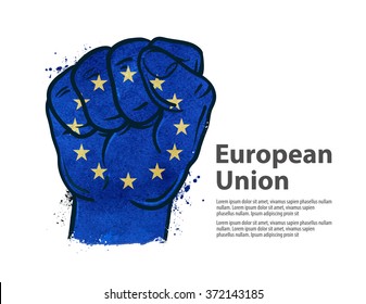 fist.  flag european union, europe. vector illustration