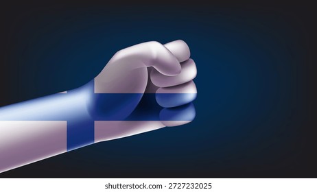 Puño con bandera de Finlandia. Ilustración vectorial 3D