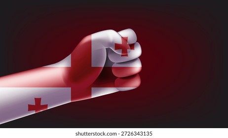 Fist with flag of georgia. 3d vector illustration