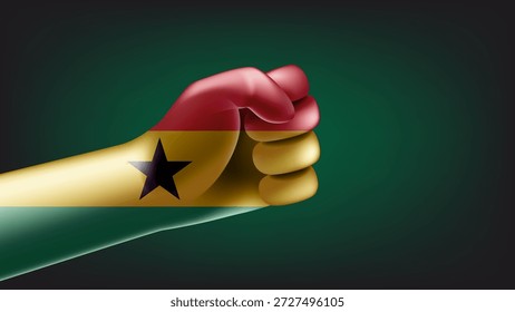 Primeiro com a bandeira de Gana. ilustração de vetor 3d
