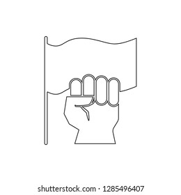 fist and flag icon. Element of conflict for mobile concept and web apps icon. Thin line icon for website design and development, app development