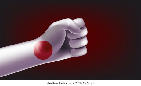 Fist with flag of Japan. 3d vector illustration